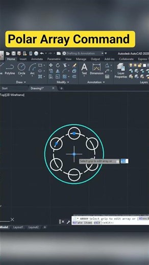 Polar Array in Autocad | Autocad tips for beginners | #autocad