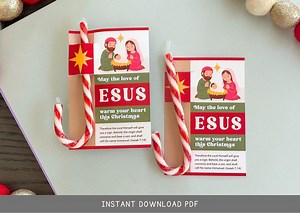 Jesus Candy Cane Holder • Nativity Christmas Candy Cane Holder • Christ Centered Christmas Card • INSTANT DOWNLOAD - Etsy