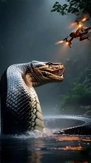 Drone Hovering Over Python in Rainforest Storm #rain #nature #relaxing #python #shorts