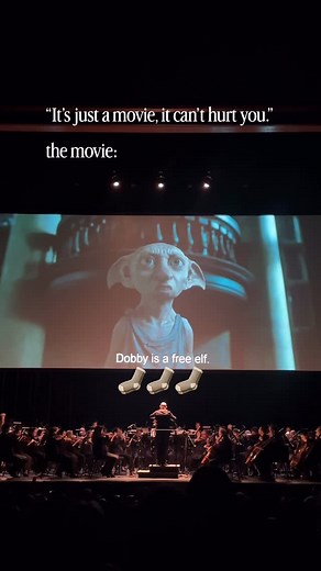 Polyjuice & Pixie Dust | Harry Potter | Disney on Instagram: "Watching Dobby declare his freedom and then sacrifice his life for his friend absolutely took me out 😭✨ What I didn’t expect from seeing a @cineconcerts with a live orchestra is how powerful it feels to share those moments in a little 2 hour community. Everyone laughing, cheering, and feeling it together. Such a beautiful place to be with friends. 🧦🎶 #HarryPotterInConcert #DobbyIsFree #WizardingWorld #cineconcert #HarryPotter #Hype