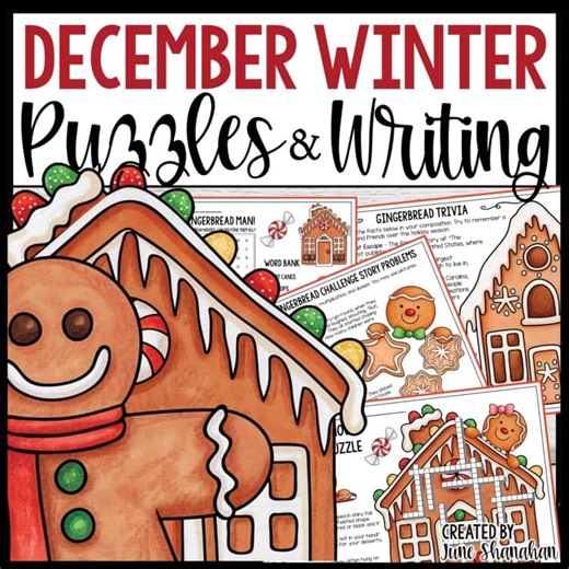 Christmas Gingerbread Man Word Search Crossword Puzzle 3D House Activity