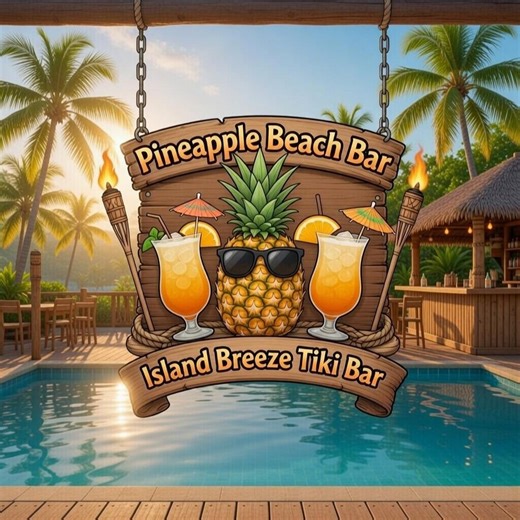 Custom Metal Tiki Bar Sign, Personalized Pineapple Beach Bar Decor, Island Breeze Plaque - Etsy