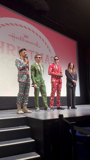 The cast of “Three Wisest Men” - Paul Campbell, Tyler Hynes, Andrew Walker, and Kimberley Sustad - surprised the audience at one of the film’s several screenings on the Hallmark Christmas Cruise on Friday. The 4,000 cruise passengers are the first people in the world to watch the upcoming Hallmark Channel movie, airing on November 15. #PaulCampbell #TylerHynes #AndrewWalker #KimberleySustad #HallmarkChannel #Hallmark #HallmarkChristmasCruise | Just Jared