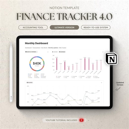 Finance Tracker Notion Template | Notion Finances Dashboard, Expense Tracker, Income Tracker, Finance Spreadsheet, Budget Spreadsheet - Etsy