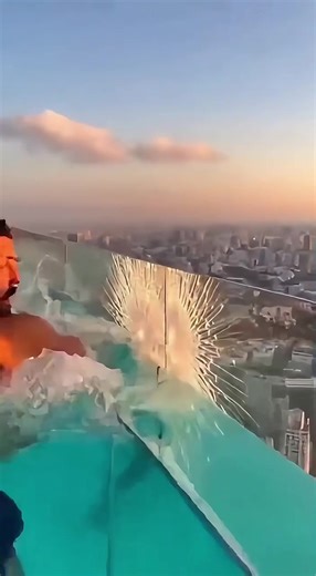 So dangerous Glass Waterpool! Be careful! Oooooops Infinity Pool Falls Apart!#viraltiktok #fypシ゚viral🖤tiktok #skyfall #parachutefail #ghanatiktok🇬🇭