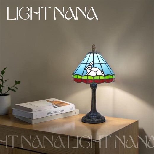 Stained Glass Rabbit Table Lamp Small Vintage Bedside Light Easter Kids Room Decor - Etsy