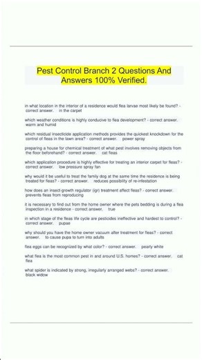 Pest Control Branch 2 Questions And Answers 100 Verified9