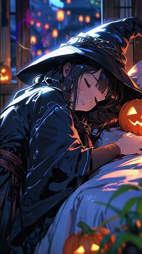 [Sleep BGM] Halloween Dream | Cute Witch Sleeping Face and Lo-fi Jazz Vol.3