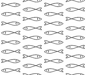 Vector seamless pattern of hand drawn doodle sketch fish isolated on...