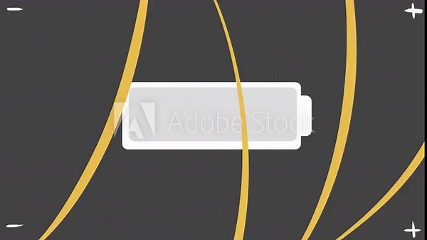 A technical animation shows the energy changes of a battery. Energy waves run back and forth, changing the polarity of the battery from positive to negative and vice versa.