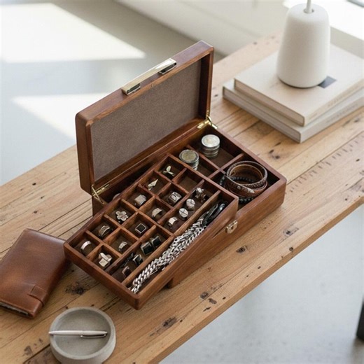 Custom Engraved Wooden Mens Jewelry Box Handmade Organizer for Rings Earrings and Bracelets Unique Personalized 30th Birthday Gift for Him - Etsy