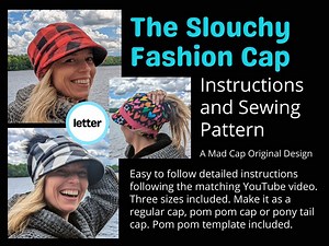 Slouchy Fashion Cap Full Sewing Pattern, in Three Head Sizes, Perfect for Fleece Fabric, Letter Size Paper Size - Etsy