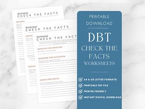 DBT Check the Facts Worksheets: Printable Therapy Worksheets (PDF) - Etsy