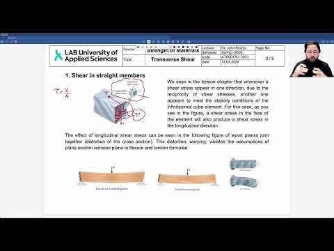 LAB Lecture - Strength of Materials - Transverse Shear