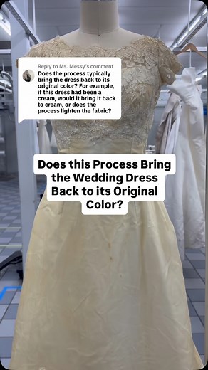 13K views · 12K reactions | Does this Process bring the Wedding Dress Back to its Original Color? #vintage #weddingdress #restoration #explain #satisfying | Yale Cleaners | Facebook