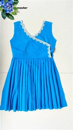 💙 Designer Baby Frock Cutting & Stitching | Overlap Neck Baby Dress Tutorial | Easy Pleated Frock