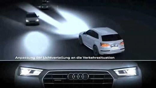 奥迪高清矩阵式LED大灯实际工作原理和效果