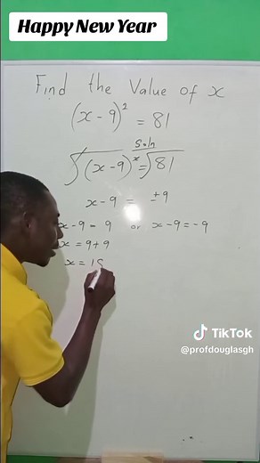 Solving the Equation x - 9 Squared Equals 81