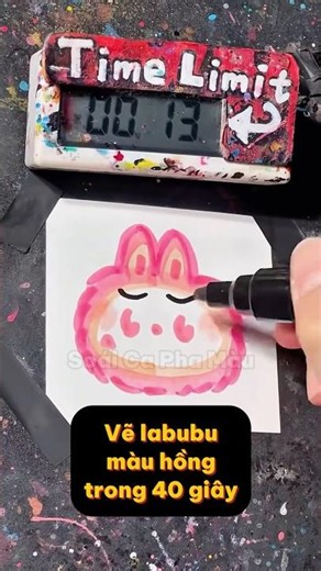 Speed ​​Drawing Challenge #21: Draw Pink Labubu in 40 Seconds