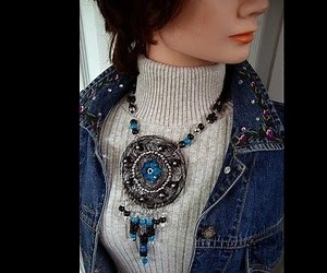 PAPER BEADS, SOUTHWESTERN PENDANT, PAPIER MACHE JEWELRY