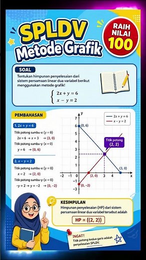 Sistem Persamaan Linear Dua Variabel (SPLDV) Metode Grafik #shorts