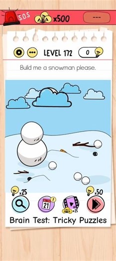 Brain test level 172: Build me a snowman please ☃️❄️☁️ #shorts
