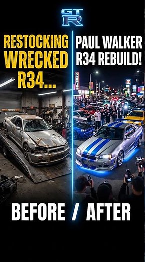 Restoring a Wrecked Nissan Skyline GT-R R34 into Paul Walker’s Iconic Beast! 🏎️💨