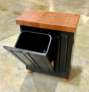 Mini Farmhouse Kitchen Island End Grain Butcher Block With Tilt Out Trash Can and Bun Feet - Etsy