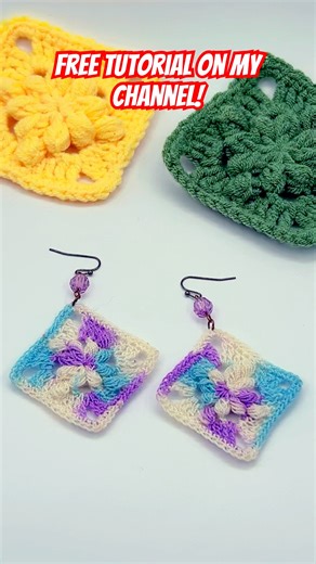 Crochet Bobble Granny Square Earrings | Easy Tutorial for Beginners