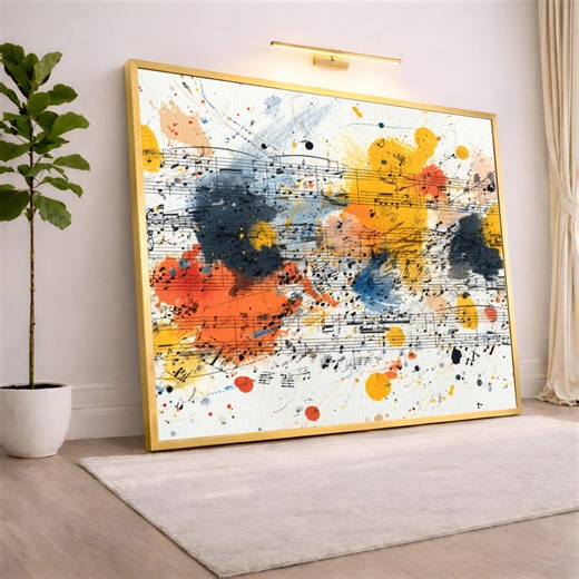 Abstract Music Notes Canvas, Colorful Ink Splatter Wall Art, Contemporary Musical Sheet Design, Modern Home Decoration, Ready to Hang Canvas - Etsy