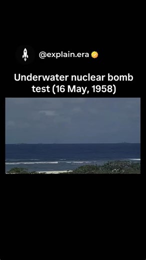 explaining on Instagram: "The underwater nuclear bomb test on May 16, 1958, was part of Operation Hardtack I, a series of 35 nuclear tests in the Pacific Ocean. The test, codenamed WAHOO, involved detonating a 9.3-megaton atomic bomb at a depth of 500 feet near Enewetak Atoll. It aimed to validate nuclear weapons design for naval warfare and understand radioactive material dispersion in the ocean. The blast created a massive water vapor column over half a mile high, producing significant surface