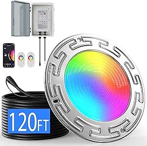 6Inch 120Ft Smart WiFi Spa/Pool Lights for Inground Pool with 3 Control Way (APP/Remote/Controller), 20W Led Multicolor Changing Underwater Swimming Pool Light for Wet Niches