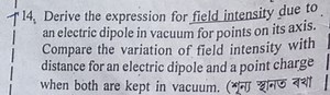 14, Derive the expression for field intensity due to an electri... | Filo