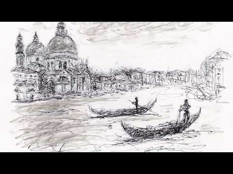Scribble Sketch of Venice Grand Canal Italy