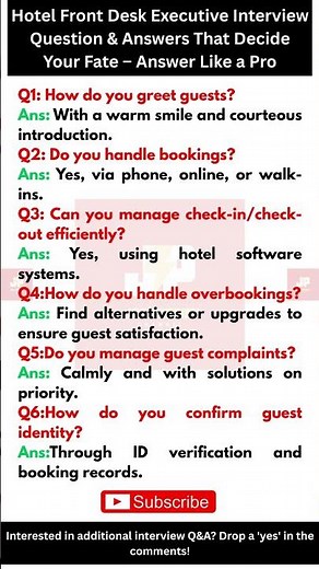 🔥Hotel Front Desk Executive Job Interview Questions & Answer🔥 #jobprepify #interviewtips