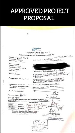 Approved project proposal of IGNOU 2025#projectproposal #ignou2025 #ignou #mbaproject