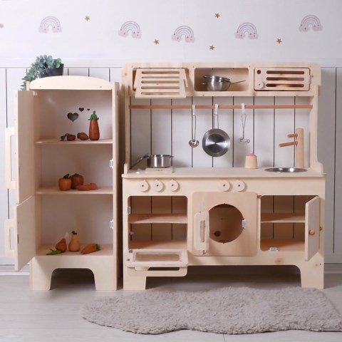 Handcrafted Wooden Play Kitchen With Hood & Microwave: Montessori Toys - Etsy