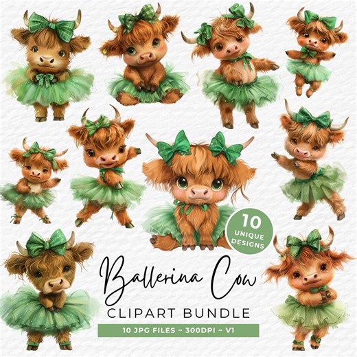 Ballet Cow Clipart, Cute Whimsical Boho Watercolor Baby Highland Cow Ballerina Clipart, Digital Download Commercial Use, Junk Journal JPG - Etsy