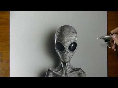 Drawing (Visual Art) Time Lapse: Grey Alien