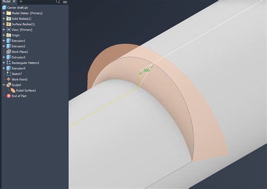 Create a tapering chamfer on an edge without cutting into the shaft