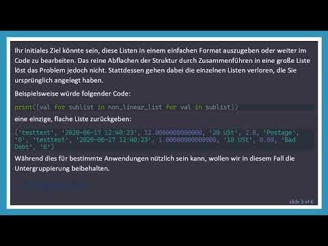 Wie man verschachtelte Listen in Python effektiv „entgruppiert“