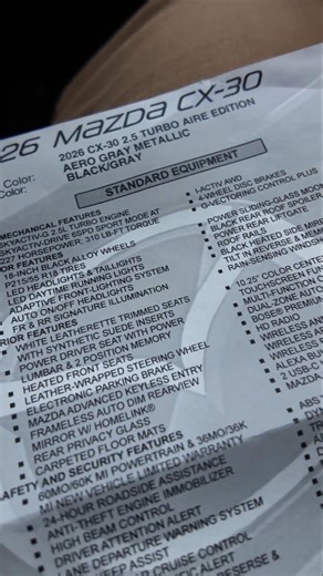 2026 Mazda CX-30 Window Sticker