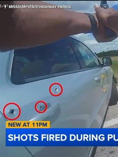 (06/08/26) Newly released video shows the heart-stopping moments a Missouri State Highway Patrol corporal was shot at while attempting a PIT maneuver during a chase. While the cars were spinning, the suspect fired several times at the patrol car, with at least one round piercing the window.