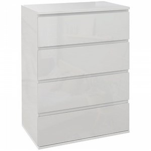 HOMCOM Bedroom Chest of Drawers, High Gloss 4 Drawers Dresser, White  | eBay UK