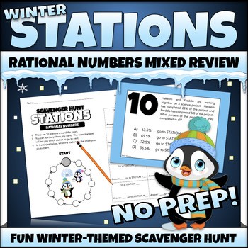 6th/7th Grade Math Rational Numbers Review Activity Stations Task Cards