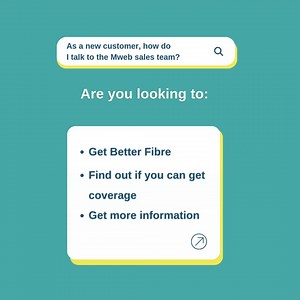 Are you a new customer with a sales query? Are you on the hunt for the best Fibre plan? Our Sales team is ready to help you get connected! Here's how to get in touch with our Sales Team. 📞💻 | MWEB