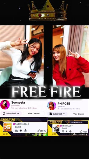 Top FF GIRLS Creator PN rose Sooneeta #pnrose #sooneeta #freefire #ristar