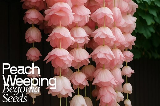 Peach Weeping Begonia Seeds – Rare Hanging Flower – Trailing Blooms for Shade Garden & Baskets