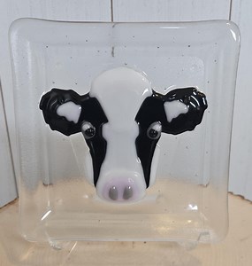 Fused Glass Holstein Cow Functional Plate - Etsy