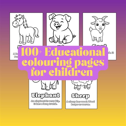 100  Interactive Colouring Pages for Children || Digital Download - Etsy
